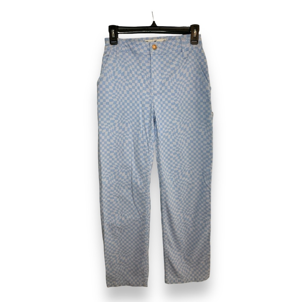Hollister High Rise Warped Plaid Utility Dad Pants